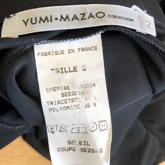 French YUMI MAZAO Sheer Black Poly Long Shirt Dress 2 M - Picture 7 of 7